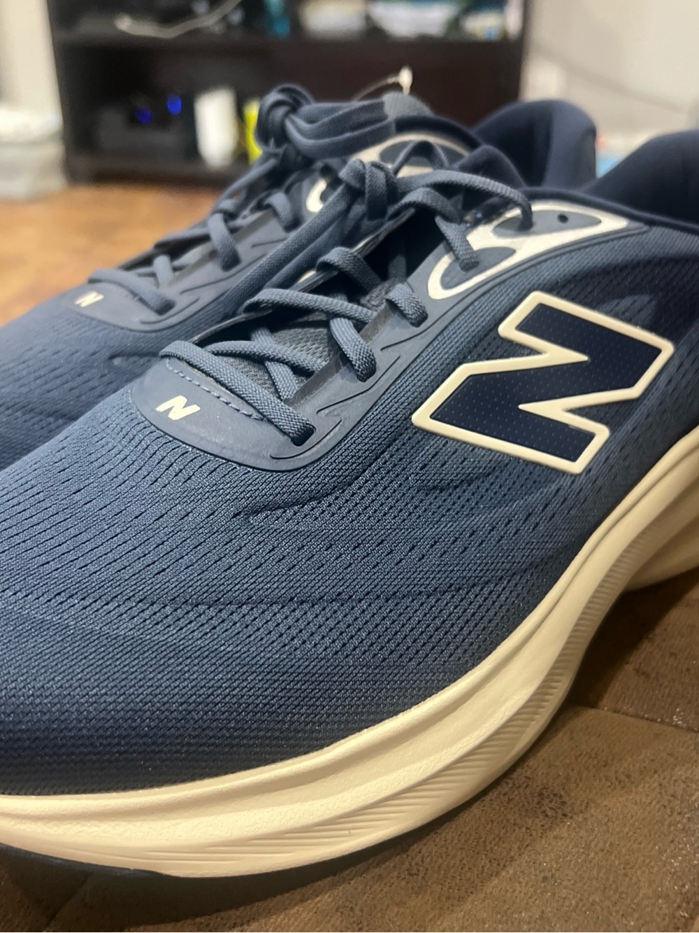 New Balance Men's Navy and White Athletic Running Shoes